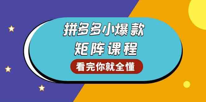 拼多多爆款矩阵课程：教你测出店铺爆款，优化销量，提升GMV，打造爆款群-网亿资源平台