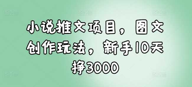 小说推文项目,图文创作玩法,新手10天挣3000-皓哥创业笔记