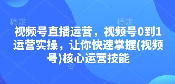视频号直播运营,视频号0到1运营实操,让你快速掌握(视频号)核心运营技能-皓哥创业笔记