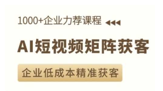AI短视频矩阵获客实操课，企业低成本精准获客-皓哥创业笔记