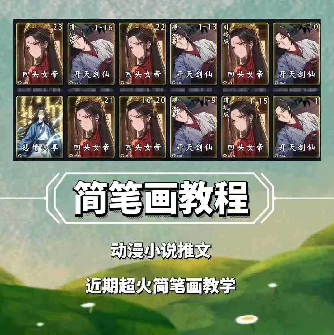 兜兜简笔画教学，小说推文动漫玩法，可做伙伴计划、分成计划、接广告等-皓哥创业笔记