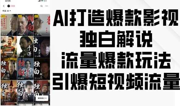 AI打造爆款影视独白解说,流量爆款玩法,引爆短视频流量-皓哥创业笔记