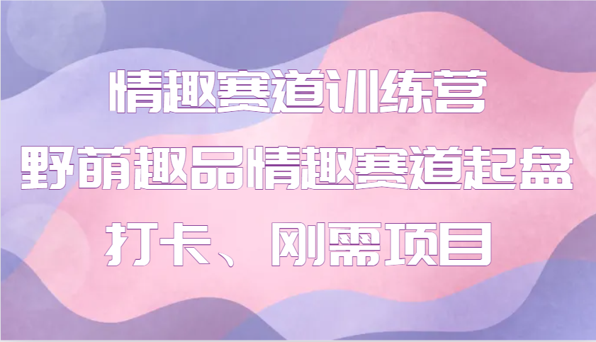 情趣赛道训练营 野萌趣品情趣赛道起盘打卡、刚需项目-邪修侠