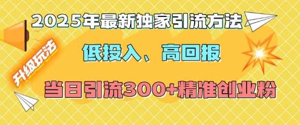 2025年最新独家引流方法，低投入高回报？当日引流300+精准创业粉-皓哥创业笔记