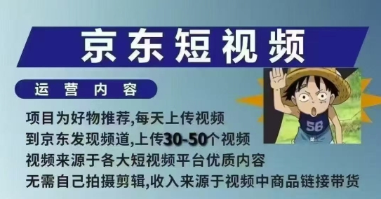 京东短视频带货课，无需自己拍摄剪辑，保姆式教学，两天快速上手-皓哥创业笔记