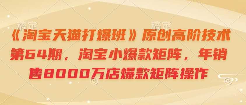 《淘宝天猫打爆班》原创高阶技术第64期，淘宝小爆款矩阵，年销售8000万店爆款矩阵操作-皓哥创业笔记