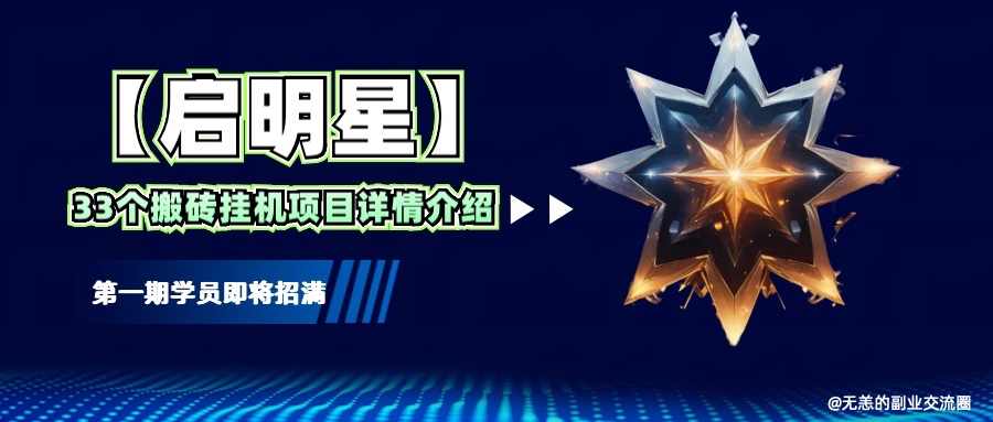 【启明星】33个挂机搬砖项目详细介绍，新手网创看这个就够了。-邪修侠 - 演示