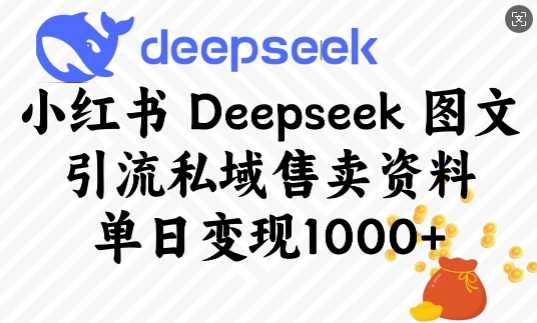 小红书Deepseek图文引流私域售卖资料,单日变现多张-皓哥创业笔记