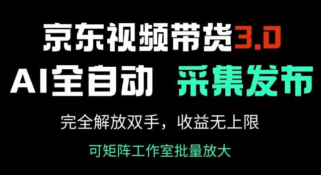 京东视频带货3.0，Ai全自动采集+自动发布，完全解放双手，收入无上限-皓哥创业笔记