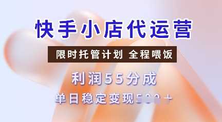 快手小店代运营,限时托管计划,收益55分,单日稳定变现多张【揭秘】-皓哥创业笔记