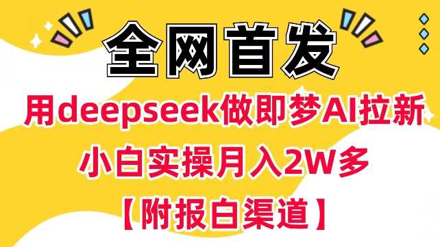 用deepseek做即梦Ai拉新 小白实操月入过W+【附报白渠道】-皓哥创业笔记