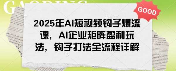 2025年AI短视频钩子爆流课，AI企业矩阵盈利玩法，钩子打法全流程详解-皓哥创业笔记