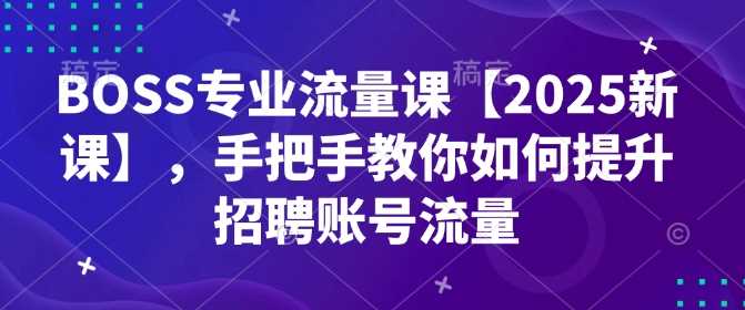 BOSS专业流量课【2025新课】,手把手教你如何提升招聘账号流量-皓哥创业笔记