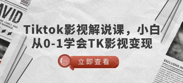 TikTok影视解说课，小白从0-1学会TK影视变现-皓哥创业笔记