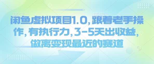 闲鱼虚拟项目1.0,跟着老手操作,有执行力,3-5天出收益,做离变现最近的赛道-皓哥创业笔记