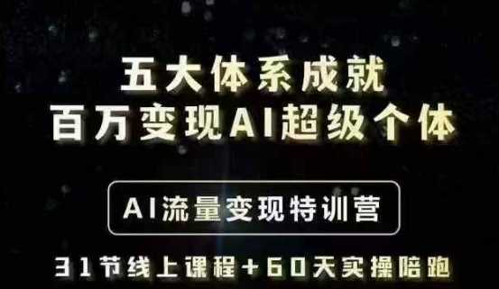 五大体系成就百万变现AI超级个体- AI流量变现特训营，一步一步教你一个人怎么年入百W-皓哥创业笔记