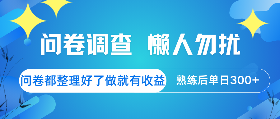 问卷调查 懒人勿扰 问卷都整理好了,做就有收益,熟练后日入300+-邪修侠 - 演示