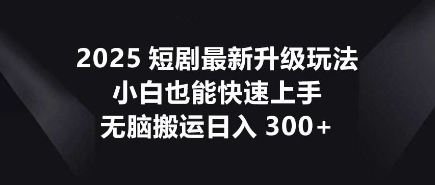 2025短剧最新升级玩法，小白也能快速上手，无脑搬运日入300+-邪修侠 - 演示