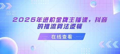 2025年进阶金牌主播课，抖音的推流算法逻辑-邪修侠 - 演示