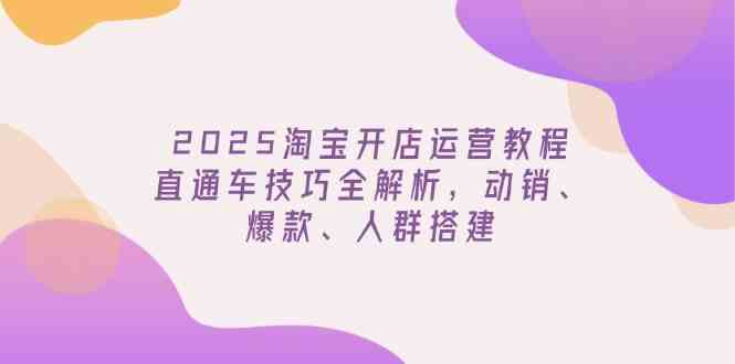 2025淘宝开店运营教程更新，直通车技巧全解析，动销、爆款、人群搭建-网亿资源平台