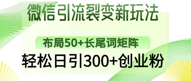 微信引流裂变新玩法：布局50+长尾词矩阵，轻松日引300+创业粉-皓哥创业笔记