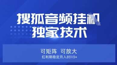 【搜狐音频挂G】独家技术，可矩阵可放大，红利期稳定月入8k【揭秘】-网亿资源平台