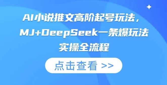 AI小说推文高阶起号玩法，MJ+DeepSeek一条爆玩法实操全流程-网亿资源平台
