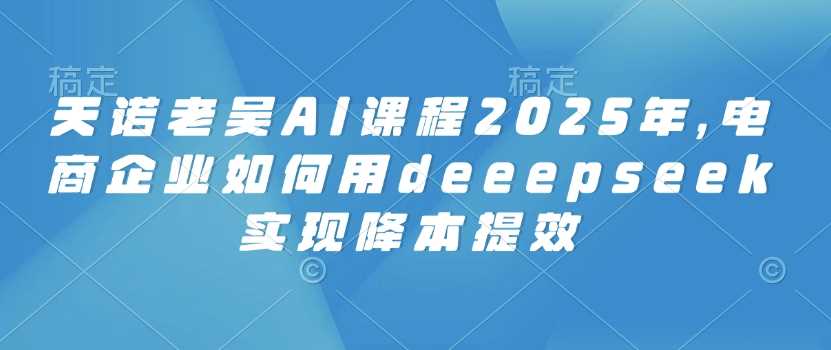 天诺老吴AI课程2025年，电商企业如何用deeepseek实现降本提效-皓哥创业笔记