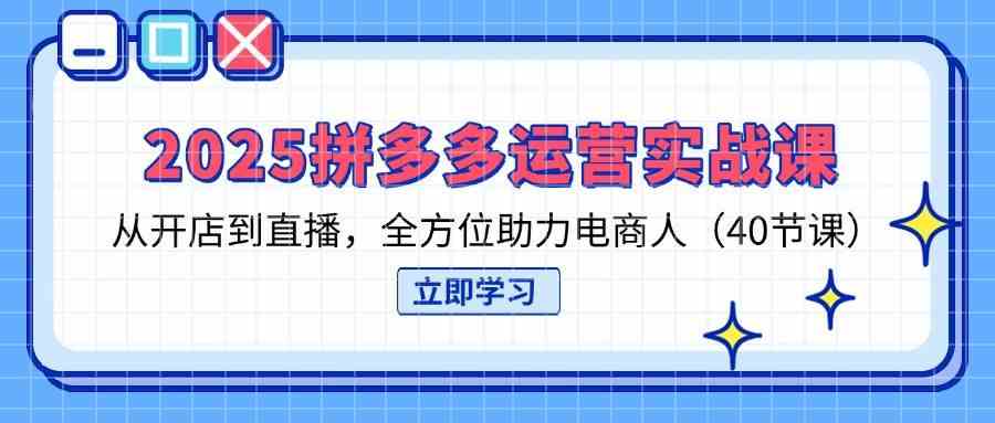 2025拼多多运营实战课，从开店到直播，全方位助力电商人（40节课）-网亿资源平台