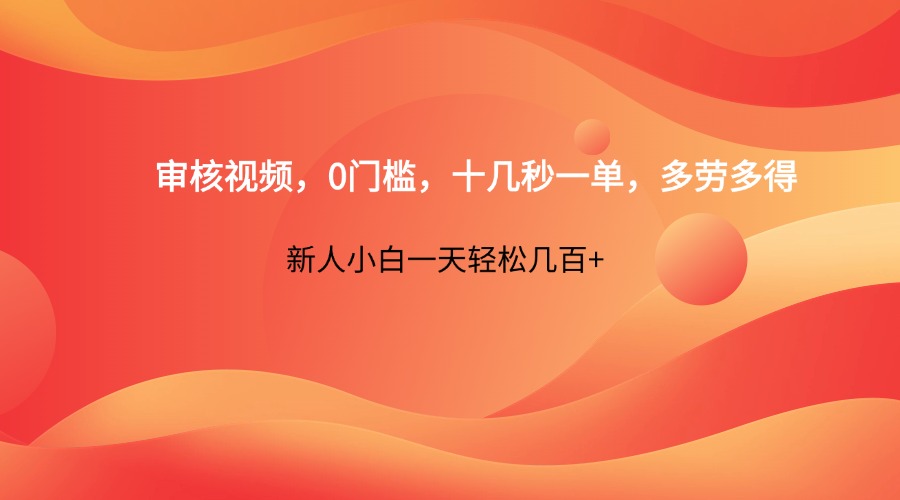 审核视频，0门槛，十几秒一单，多劳多得，新人小白一天轻松几百+-邪修侠 - 演示