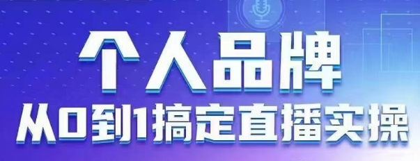 个人品牌：从0到1搞定直播实操，用直播为你的个人品牌赋能，六大实操板块，放大个人影响力-网亿资源平台