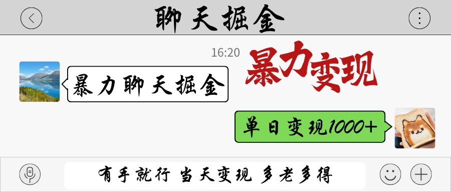 暴力聊天掘金 有手就行当天变现 多劳多得 单日变现1000+-网亿资源平台