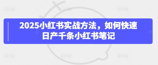 2025小红书实战方法，如何快速日产千条小红书笔记-网亿资源平台