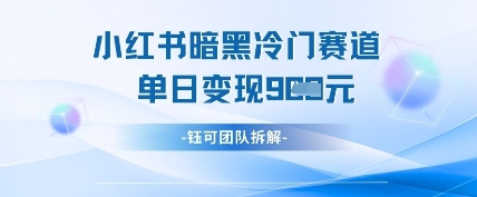 小红书冷门”暗黑”赛道，单日收益多张-网亿资源平台