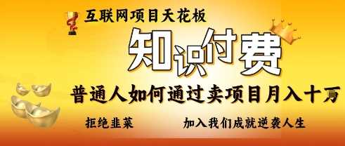 互联网项目天花板，知付付费项目，普通人如何通过卖项目月入十个，拒绝韭菜【揭秘】-网亿资源平台
