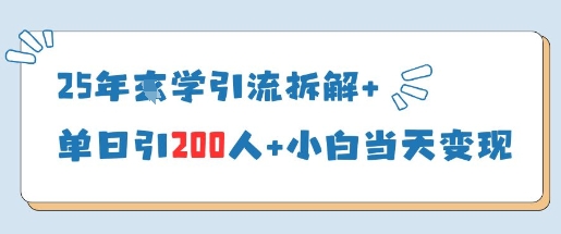 25年国学引流拆解+单日引200人+小白当天就能变现-网亿资源平台