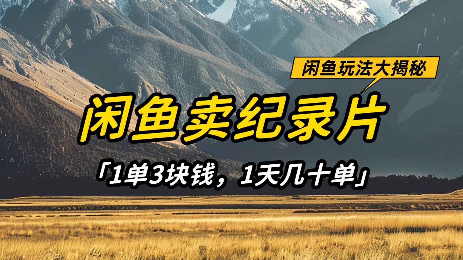 闲鱼卖纪录片，简单又赚钱的小项目，1单3块钱 1天几十单-网亿资源平台
