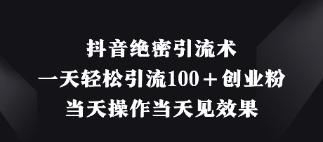 抖音绝密引流术,一天轻松引流100+创业粉,当天操作当天见效果-邪修侠 - 演示