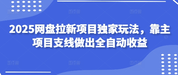 2025网盘拉新项目独家玩法，靠主项目支线做出全自动收益-网亿资源平台