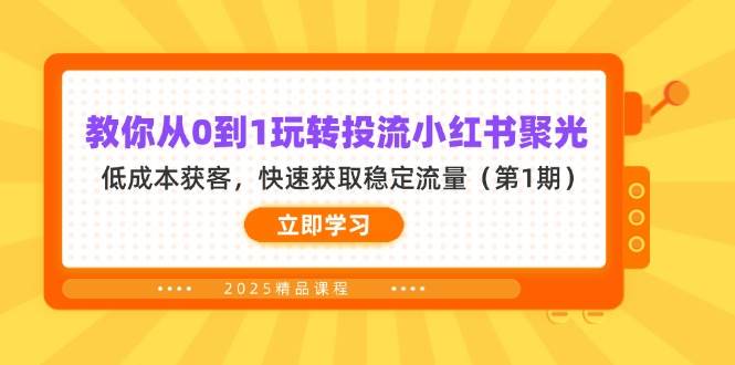 教你从0到1玩转投流小红书聚光，低成本获客，快速获取稳定流量（第1期）-网亿资源平台