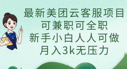最新美团云客服项目，可兼职可全职，新手小白人人可做，月入3k无压力-网亿资源平台