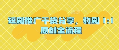短剧推广干货分享，豹剧 1:1原创全流程-网亿资源平台