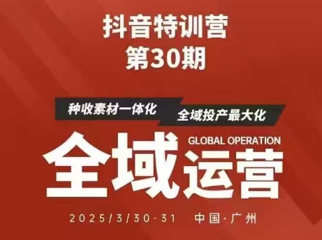 抖音特训营第30期线下培训资料，没有录音视频，正版整理的脑图资料及学员总结核心点-网亿资源平台