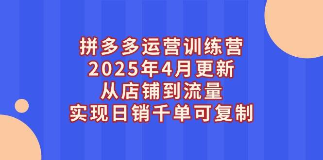 （14469期）拼多多运营训练营2025年4月更新，从店铺到流量，实现日销千单可复制-网亿资源平台