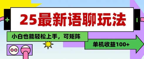 25年最新语聊玩法，纯手工，单机收益100+，小白也能轻松上手，可矩阵操作-网亿资源平台