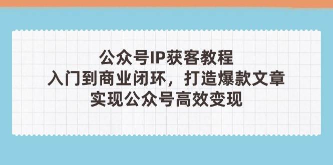 （14486期）公众号IP获客教程(第3期)，从入门到商业闭环，打造爆款文章，实现公众…-网亿资源平台