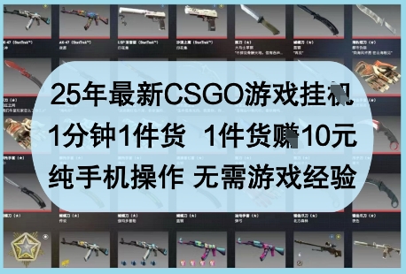25年最新CSGO游戏挂G，1分钟1件货，1件货挣10元，纯手机操作，无需游戏经验【揭秘】-网亿资源平台