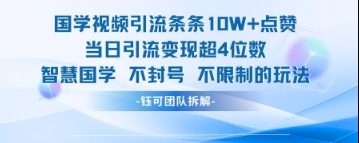 国学视频引流条条10W+点赞当日引流变现超4位数-网亿资源平台