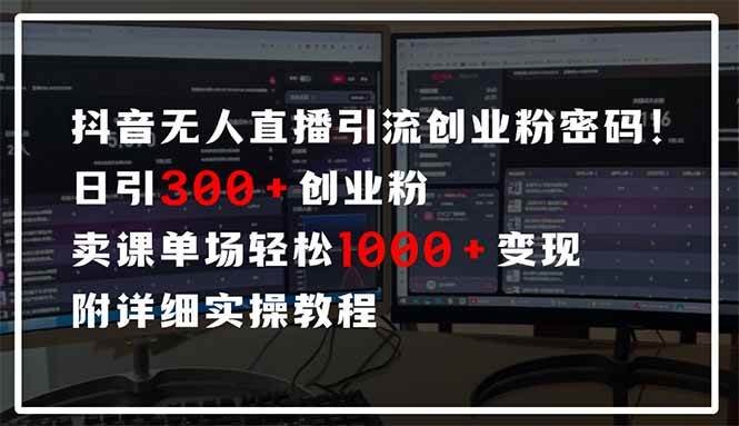 （14564期）抖音无人直播引流密码！日引300+创业粉 单场轻松1000+变现 附详细实操教程-网亿资源平台