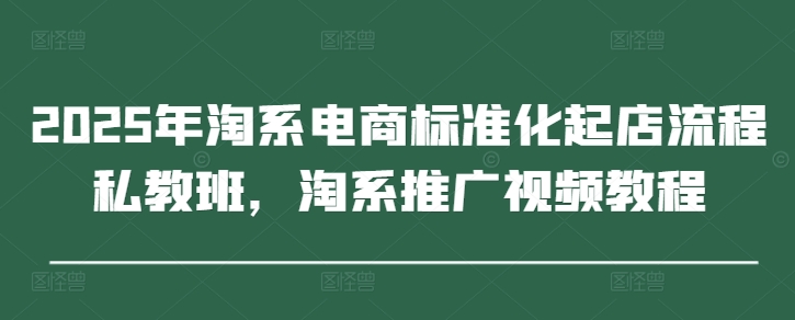 2025年淘系电商标准化起店流程私教班，淘系推广视频教程-网亿资源平台